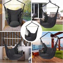 Y- Stop Hammock Chair Hanging Rope Swing Chair, Max 500 Lbs, 2 Seat Cushions Included, Removable Steel Spreader Bar With Anti-Slip Rings, Hardware Kit-For Indoor Or Outdoor(Dark Grey) - Dark Grey - View 8