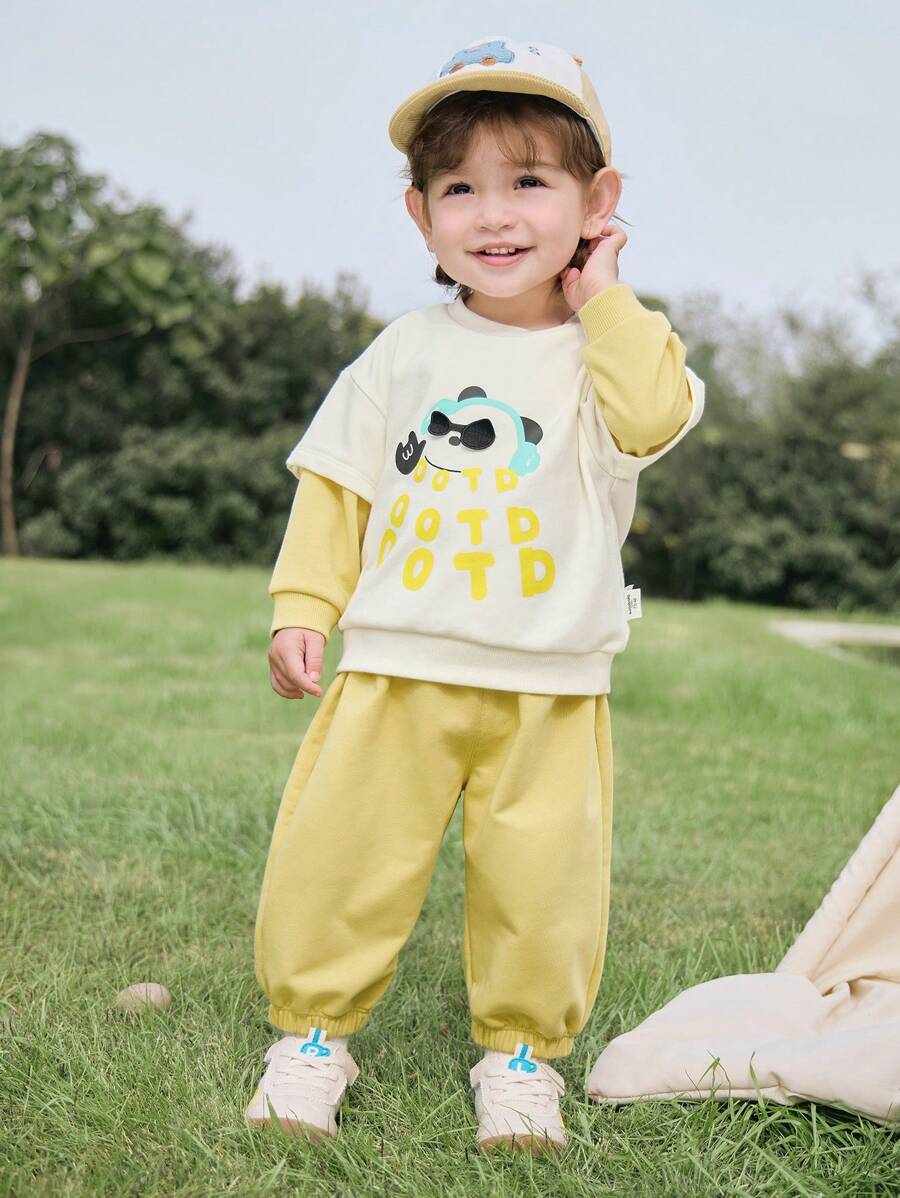 Balabala Conjunto de dos Piezas para Bebé, Acogedor Traje de Primavera para Niños Y Niñas