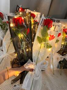 10个/包 透明花束礼品袋，彩色鲜花包装袋，单支玫瑰包装袋，母亲节礼物，520花束袋。适用于单支玫瑰，情人节礼品袋。 - 彩色 - 查看 8