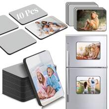 10 piezas de plantillas en blanco para imanes de sublimación, imanes de refrigerador en blanco sublimables para imprimir fotos personalizadas, productos en blanco para imanes magnéticos de sublimación para manualidades de plancha de transferencia de calor, decoración de cocina, microondas, oficina y pared - Blanco - Ver 1