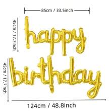 13 件套生日快乐字母铝箔气球，银色、金色、蓝色，横幅吊旗，派对装饰品