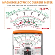 NJTY 1 pieza Multímetro, Multímetro de puntero multifunción, Fácil de leer, Admite prueba de voltaje de 1000V, Corriente continua, Prueba de batería, Zumbador de encendido/apagado, Resistor, Transmisor, Prueba de voltaje y corriente de carga del transmisor, Prueba de diodo - Naranja - Ver 7