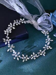 1pc Women's Fashion Elegant Faux Pearl Rhinestone Hair Band, Bridal Wedding Hair Accessory, Suitable For Banquet, Party, Celebration - Silver - View 6