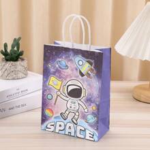 5 أكياس ورقية من الكرافت، أكياس تعبئة بموضوع رائد الفضاء الفضاء، أكياس هدايا لحفلات الأعياد، أكياس تسوق