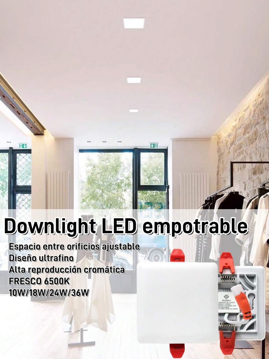 Downlight LED ultrafino de apertura regulable sin bisel Plafón cuadrado oculto sin bisel - 18w - Ver 1
