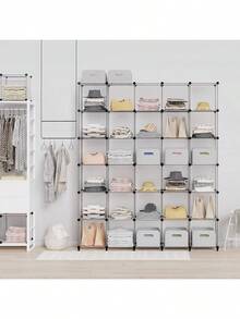 HOMIDEC Closet Organizers And Storage, 16 Cube Storage Organizer, Closet Organizer Bookshelf Cubes Shelves For Clothes, Bedroom, Kids Room, Bathroom, Wardrobe, Garment Racks, White - 透明的 - 查看 11
