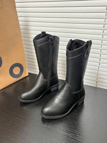 Stivali da cowboy occidentali minimalisti per bambine, nuovi stivali alla moda unisex vintage al polpaccio, stivali da equitazione versatili