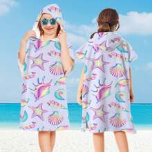 1 Peça Roupão de Banho Infantil, Roupão de Praia Infantil para Bebês e Crianças Pequenas, Toalha de Banho com Capuz de Microfibra Usável, Tartarugas, Flamingos, Unicórnios, Degradês, Rosquinhas, Listras, Tema de Palma, Casamento de Verão, Decoração de Casa de Banho, Volta às Aulas