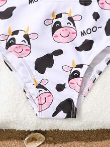 2 Pcs Cute Cow Print Sports/Swimming/Holiday Wear, Spring/Summer - Pink - View 5
