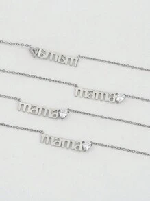 1PC Custom Letter Mama Plated 18K Gold Stainless Steel Necklace Accessories For Women's Accessories, High-End, Light Luxury, Niche. Mother's Day Collarbone Chain Can Be Customized With A Simple Daily Style. Products Include Gift Boxes, Valentine's Day Gifts, Birthday Gifts, Mother's Day Gifts, And Daily Gifts