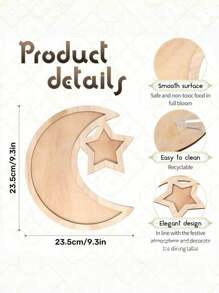 1PC Wooden Moon&Star Festival Crafts Tray, Simple Decoration Festival Plate For Shop/Party/Hotel/Home,Festival Celebrations, Parties, Christmas, Home Decoration, Fruit Trays, Candy Trays