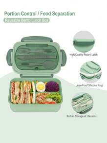 Set Bento Box Adult Lunch Box, Containers For Adults Men Women With 3 Compartments, Lunchable Food Container With Utensils, Sauce Jar, Muffin Liners, Microwave & Dishwasher Friendly, Brown, (Send Knives, Forks, Spoons, And Chopsticks ),Kitchen,Christmas Gift