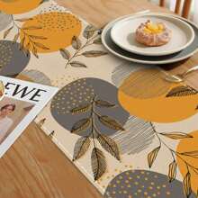 1 pieza Camino de mesa con estampado de hojas estilo bohemio, elegante estilo de pañuelo para tocador, estilo rústico, adecuado para decoración del hogar en bodas/cafés/comedores/fiestas - Multicolor - Ver 7