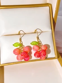 Bohemian Style Orange Agate Stone Pendant Necklace And Earring Set, Natural Gemstone, Suitable For Casual Wear - Red - View 8