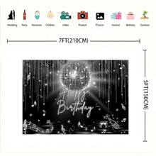 Fondos de pantalla para fiesta de cumpleaños de discoteca, bolas de discoteca plateadas brillantes, símbolos de música y diseños de altavoces, fondos de fotografía de pista de baile de discoteca retro para celebraciones y eventos - Multicolor - Ver 2
