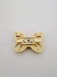 Bolso de mano/de hombro con decoración de mariposa de metal, cierre con broche y herrajes, accesorio DIY (pieza inferior aleatoria) - Dorado - Ver 7