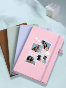 LICVIC 1/2/5/10 件女士定制姓名/照片日记本，个性化 A5 笔记本，带照片的定制日记本，男士可定制日记本，工作笔记本，情人节派对礼品，情人节装饰，211x145 毫米，6 种颜色：棕色/绿色/紫色/黑色//粉色/灰色 - 風格A - 查看 3