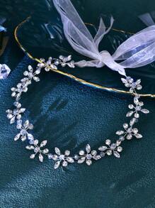 1pc Women's Fashion Elegant Faux Pearl Rhinestone Hair Band, Bridal Wedding Hair Accessory, Suitable For Banquet, Party, Celebration - Silver - View 7