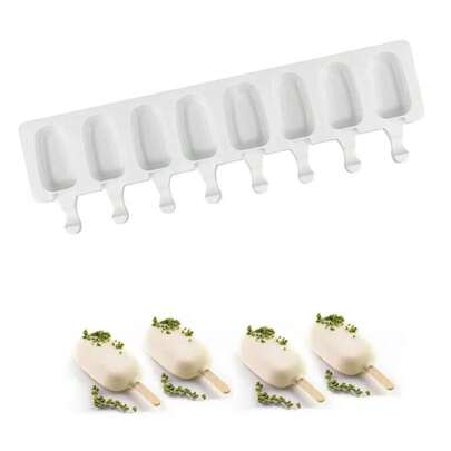 8- Cavidades Branco Silicone Sorvete Bar Molde Reutilizável DIY Clássico Forma Sorveteira Fabricantes