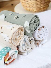 1pc Soft & Warm Bamboo Fiber Double-Layer Baby Muslin Swaddle Blanket - Multicolor - View 9