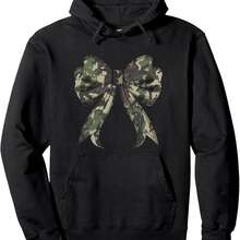 Camouflage Old Camo Coquette Bow Hunting Art For Women Girls Pullover Hoodie - 黑色 - 查看 1