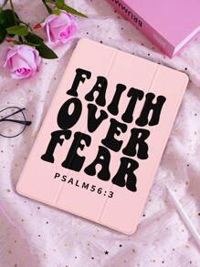 1pc Belief Over Fear Slogan Graphic Tablet Protective Case, Compatible With IPad 10.2 Inch, IPad Pro 2021/2020, IPad 9th/10th Gen, Galaxy Tab A8 10.5 Inch 2022, Matepad 10.4/Tab, Shockproof, Pencil Slot, Sleep/Wake Support