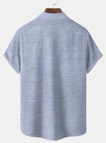 Retro geometrisches Farbblock strukturiertes 3D Digital bedrucktes Herren Kurzarm Hemd