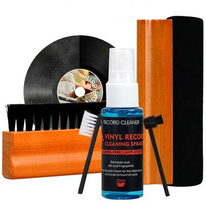 SHIXIONG 5 piezas Kit de limpieza de discos de vinilo con cepillo de limpieza de Discos de Vinilo de terciopelo,limpiador para discos de vinilo,cepillo para aguja de tocadiscos,cepillo de limpieza antiestático
