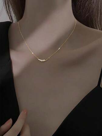 1pc Zirconia Sparkling Smile Necklace, Minimalist, Lightweight, Luxurious, Fashionable, Versatile Jewelry Suitable For Women's Gatherings, Parties, Dates, Festivals And Gifts
