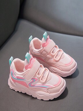 New Spring Kids' Casual Soft Bottom Sneakers For Girls, Comfortable Breathable Campus Chunky Sneakers