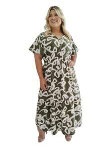 Vestido Longo Plusize Modinha / Evangélico Lastex Cinturado