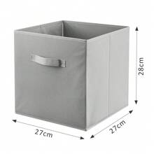 Set Of 6 Foldable Cube Storage Boxes Organiser Basket Containers Handles Home Office - Grey - View 2
