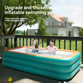 1pc Inflatable Swimming Pool, Thickened Wear-Resistant Portable Inflatable Swimming Pool, Thick PVC, Foldable Design, Water Party Swimming Pool For Garden, Backyard, Outdoor, Beach Essentials, Beach Accessories, Pool Float