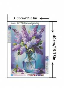 1pc DIY Diamond Painting Rhinestone Embroidery Vase Flower Home Decor, Full Drill, 11.8*15.7in