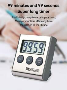 Stainless Steel Kitchen Timer With Magnetic Stand - Multifunctional, Battery-Powered (AAA), Ideal For Cooking & Restaurants