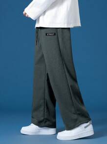 Men's Spring/Summer Fashionable Casual Thick Waffle Straight Leg Pants - Dark Grey - View 2