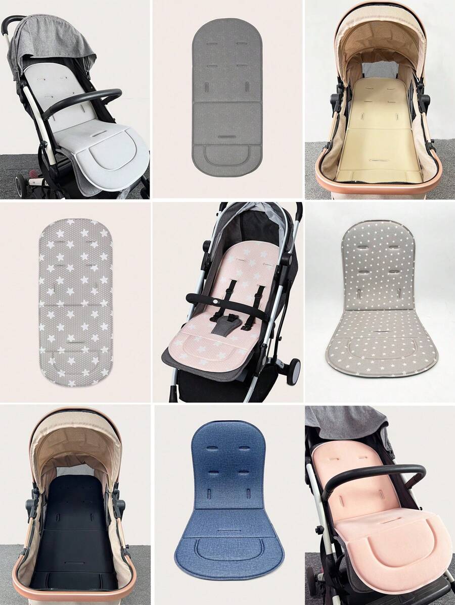 1pc Multi-Functional Baby Stroller Seat Cushion, Breathable & Comfortable For All Seasons, Removable & Washable Anti-Slip Pad, Newborn Infant Stroller Cooling Mat - Multicolor - View 1