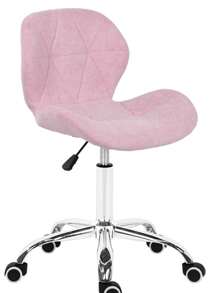 Modern Labm Wool Swivel Office Chair, Height Adjustable Padded Armless Desk Chair With Wheels For Home Office - Pink - View 3