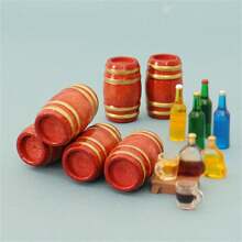 2pcs Vintage Wooden Barrel Model Miniature Decor - Multicolor - View 3