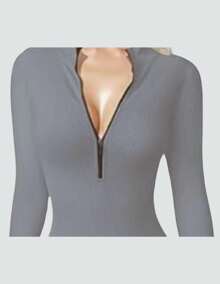 Body manga Larga Con Capucha Y Cierre Frontal Ajustable | Tobago - Gris - Ver 3