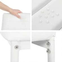 Glass Table And Chairs Set 2, 75cm Square Table With 2 Faux Leather High Back Chairs Modern Dining Room Sets For Home Kitchen Office - White - View 8