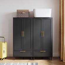 Wardrobe Closet With Drawer, Armoires And Wardrobes With Shelves And Hanging Rail,Freestanding Wooden Wardrobe Cabinet For Bedroom - 白色 - 查看 8