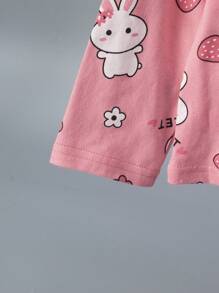 2 件装年轻女孩轻便 3/4 袖卡通印花睡衣套装、睡衣七分裤套装、春夏 - 彩色 - 查看 9