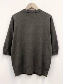 Fine Quality Women's Ribbed Crew Neck Mid-Sleeve Knitted Sweater Top, Fashionable Loose Fit, Autumn Spring New Arrival