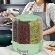 Rice Dispenser Container Cereal Box Dry Food Grain Storage Button Push Kitchen - Green - View 4