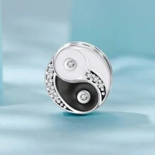 bamoer 1 件 925 纯银黑白太极八卦吊坠饰品形而上学阴阳饰品串珠 DIY 手链项链 - 銀色 - 查看 4