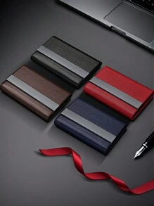 1 个个性化卡夹钱包，PU 皮革大容量，时尚便携商务信用卡/名片钱包，适合男士/女士，非常适合企业促销、朋友、家人、礼物 - 彩色 - 查看 2