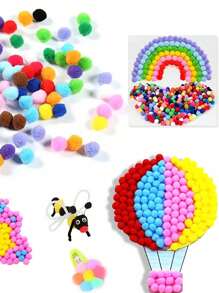 300 piezas de pompones de 1cm, pompones de peluche para manualidades del Día de San Valentín, pompones para manualidades y pasatiempos, kits de fieltro, tableros de fieltro, manualidades para niños, manualidades navideñas para niños - Multicolor - Ver 13