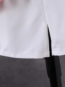 男童休闲纯色印花短袖衬衫+短裤两件套，适合春夏穿着，学院风 - 粉色 - 查看 8