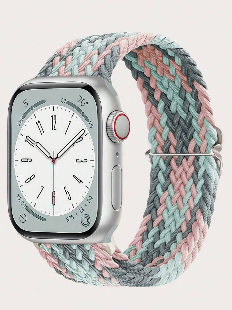 Alça Trançada Elástica Compatível com Apple Watch Band Ultra 49mm 45mm 44mm 46mm 42mm 41mm 40mm 38mm Homens Mulheres, Pulseiras Elásticas Trançadas de Náilon Macio Bandas de Substituição Compatíveis com Ultra 2 3, Séries 11/10/9/8/7/6/5/4/3/2/1 SE Como Presente para Estudantes Voltando à Escola - Multicolorido - Visão 1
